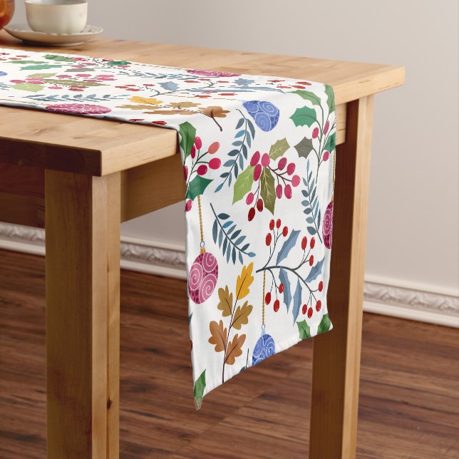 Colourful Christmas symbols pattern Short Table Runner (In Situ)