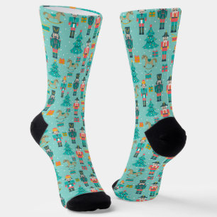 Colourful Christmas Symbols pattern Socks