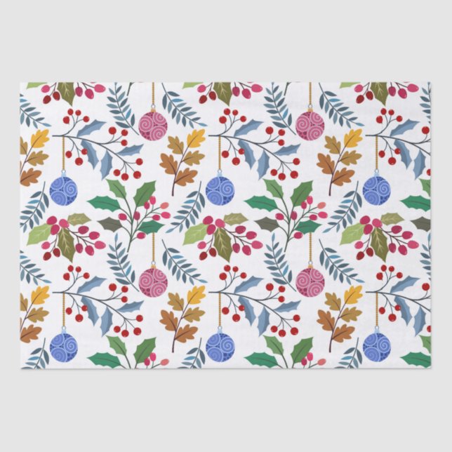 Colourful Christmas symbols pattern Tissue Paper (Front)