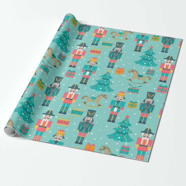 Colourful Christmas Symbols pattern Wrapping Paper (Unrolled)