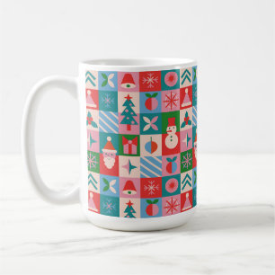 Colourful Christmas Themed Grid Of Holiday Icons Coffee Mug