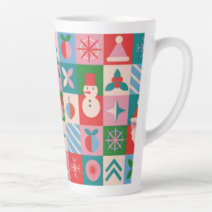 Colourful Christmas Themed Grid Of Holiday Icons Latte Mug