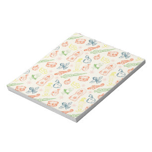 Colourful christmas toys decorations hand drawn notepad