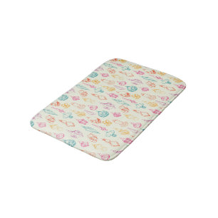 Colourful christmas toys hand drawn bath mat