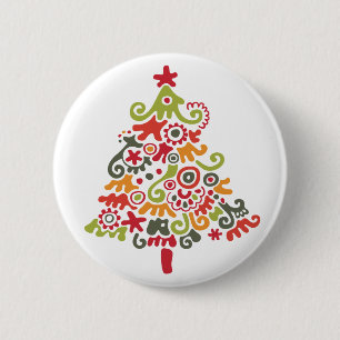 Colourful Christmas Tree 6 Cm Round Badge