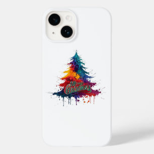 Colourful Christmas Tree Art - Merry Christmas Dec Case-Mate iPhone 14 Case