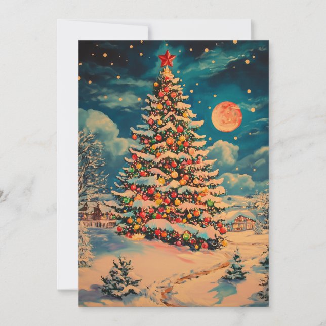 Colourful Christmas Tree Christmas Card (Front)