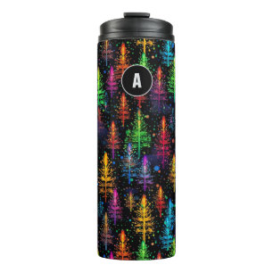 Colourful Christmas Tree Glow In Dark Forest Thermal Tumbler