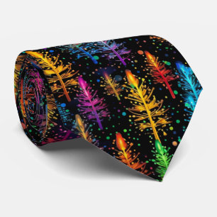 Colourful Christmas Tree Glow In Dark Forest Tie