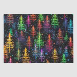 Colourful Christmas Tree Glow In Dark Forest Tissue Paper
