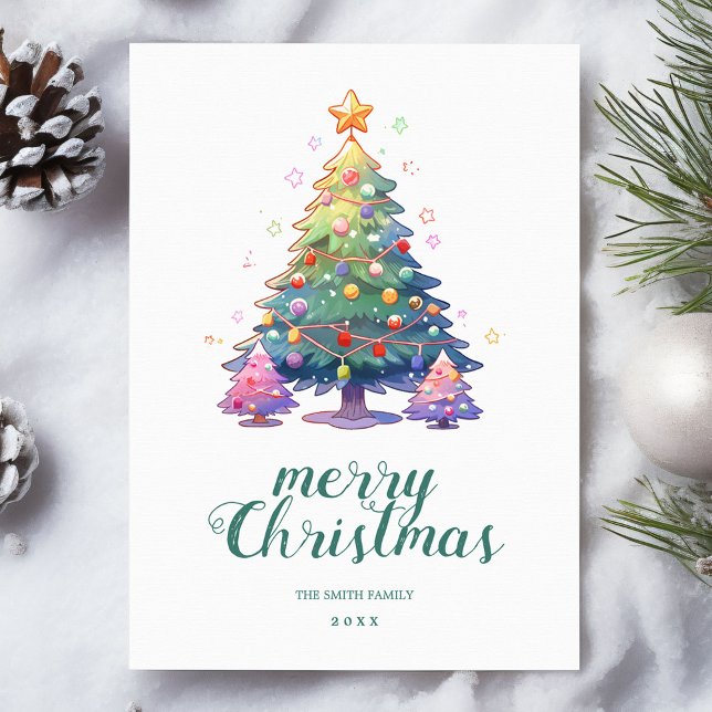 Colourful Christmas Tree Greeting Holiday Card (Creator Uploaded)