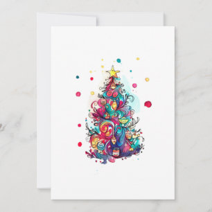 Colourful Christmas tree Holiday Card
