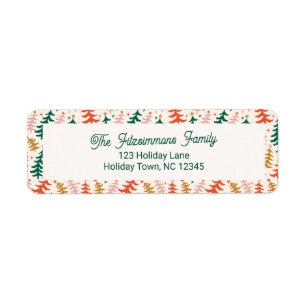 Colourful Christmas Tree Holiday Return Address Label