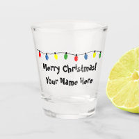 Colourful Christmas tree light bulbs shot glass
