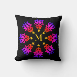 Colourful   CHRISTMAS TREE   Monogram Cushion