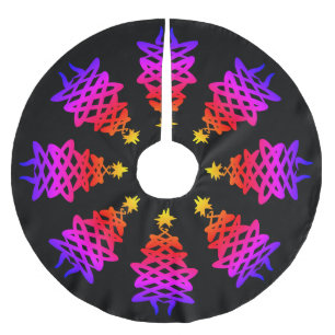 Colourful   CHRISTMAS TREE MOTIF Brushed Polyester Tree Skirt
