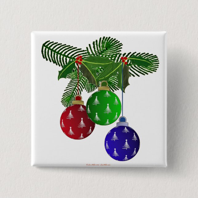 Colourful Christmas Tree Ornaments 15 Cm Square Badge (Front)