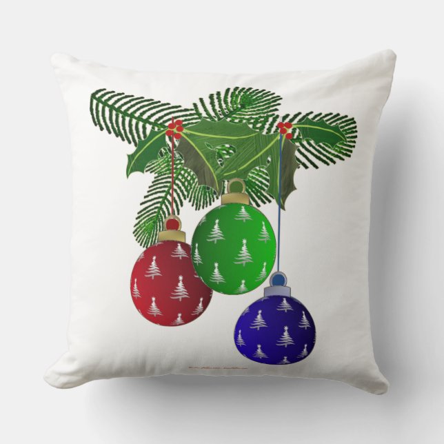 Colourful Christmas Tree Ornaments Cushion (Front)