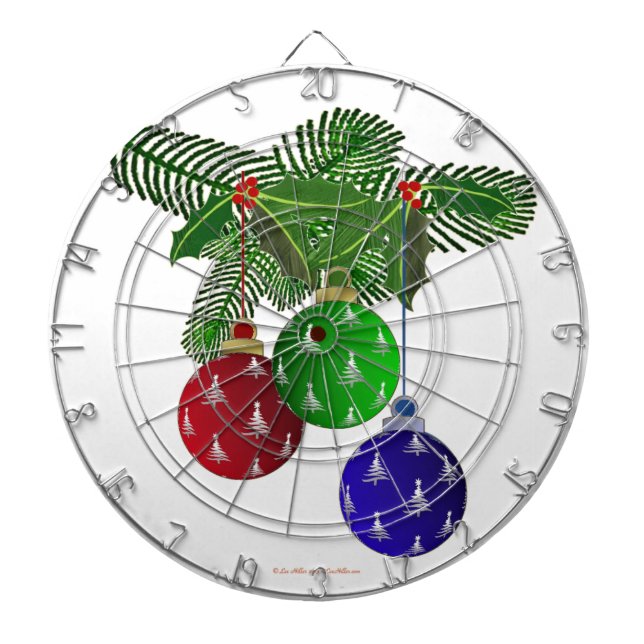 Colourful Christmas Tree Ornaments Dartboard (Front)