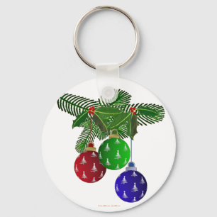 Colourful Christmas Tree Ornaments Key Ring