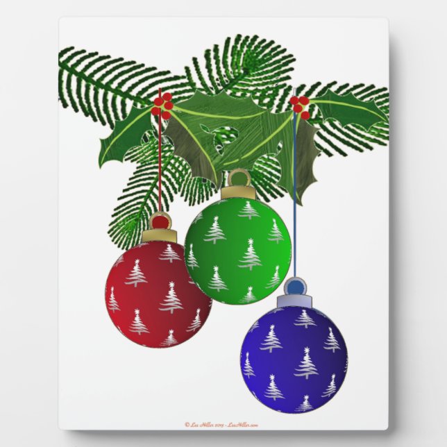 Colourful Christmas Tree Ornaments Plaque (Front)