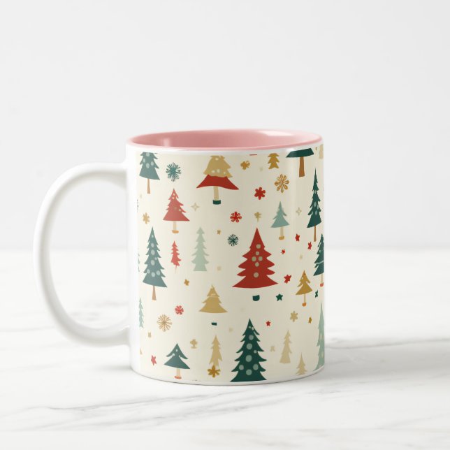 Colourful Christmas Tree Pattern Mug (Left)