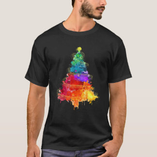 Colourful Christmas Tree Tie Dye Christmas Family  T-Shirt