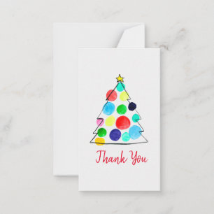 Colourful Christmas tree watercolor Card