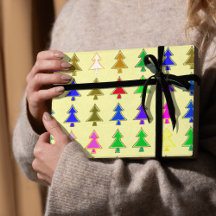 Colourful Christmas tree winter wrapping paper