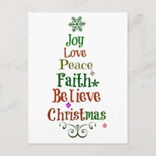 Colourful Christmas Tree Words Holiday Postcard