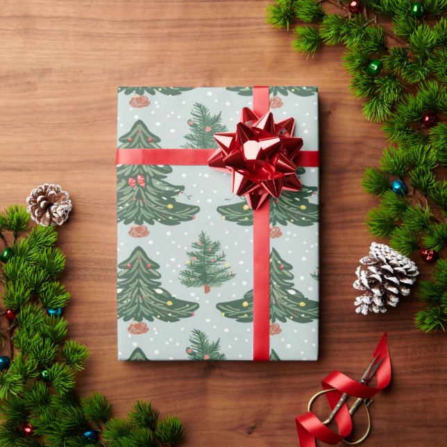 Colourful Christmas tree wrapping paper (Holiday Gift)