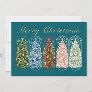Colourful Christmas Trees Christmas Photo Holiday Card