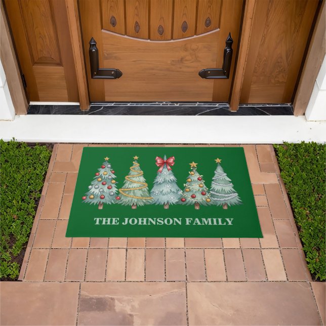 Colourful Christmas Trees Doormat (Outdoor)