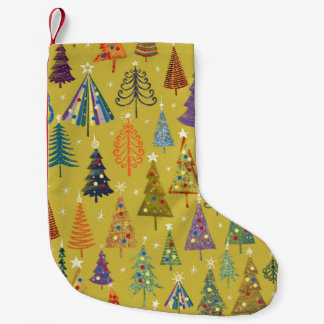 Colourful Christmas Trees: Festive Background. Small Christmas Stocking
