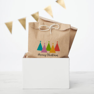 Colourful Christmas Trees Kraft Favour Bag