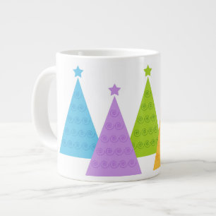Colourful Christmas Trees Large Coffee Mug