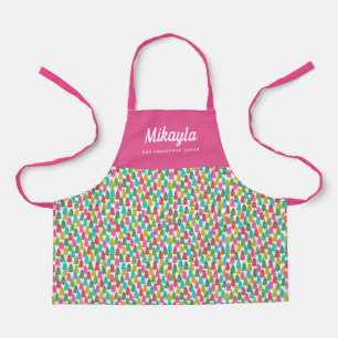 Colourful Christmas Trees Name Apron