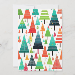 Colourful Christmas Trees Pattern Thank You Card