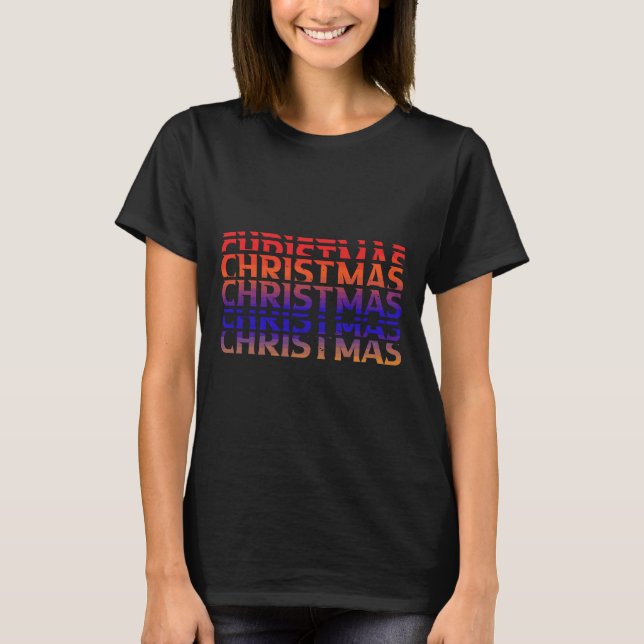 Colourful Christmas Typography 2023 Festive Holida T-Shirt (Front)