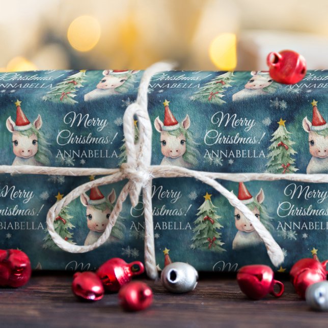 Colourful Christmas Unicorn  Wrapping Paper (Creator Uploaded)