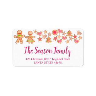 Colourful Christmas watercolor gingerbread cookies Label