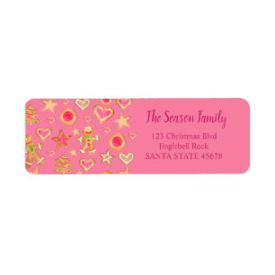Colourful Christmas watercolor gingerbread cookies Return Address Label