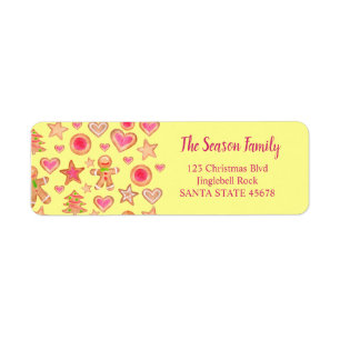 Colourful Christmas watercolor gingerbread cookies Return Address Label
