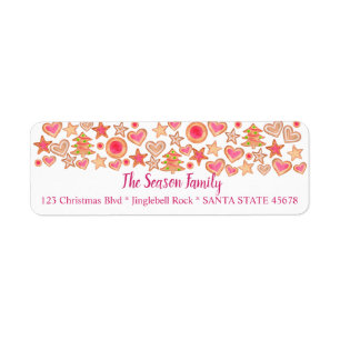 Colourful Christmas watercolor gingerbread cookies Return Address Label