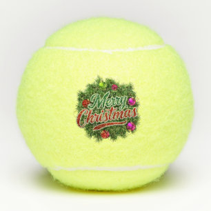 Colourful Christmas Wreath with Merry Greeting Tennis Balls