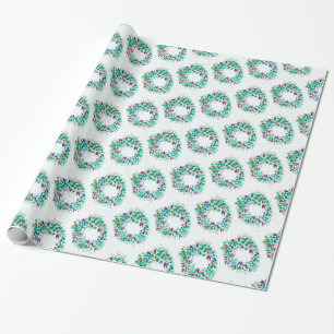 Colourful Christmas Wreath Wrapping Paper