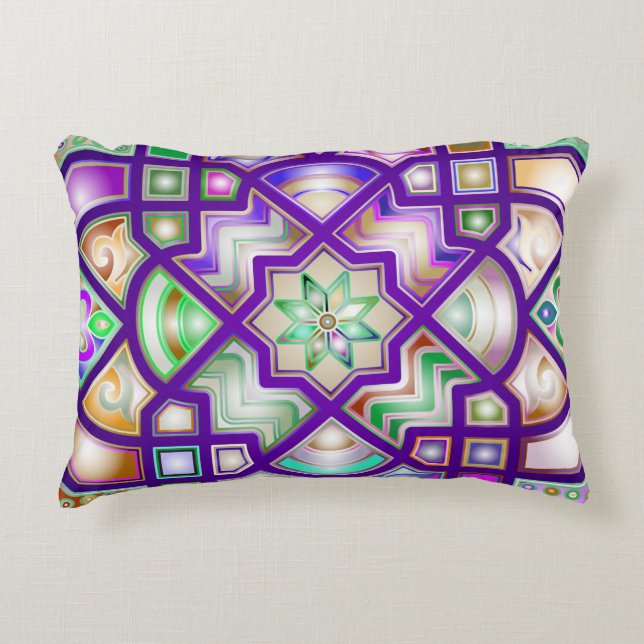 Colourful Chromatic Geometric Shapes Decorative Cushion (Front)