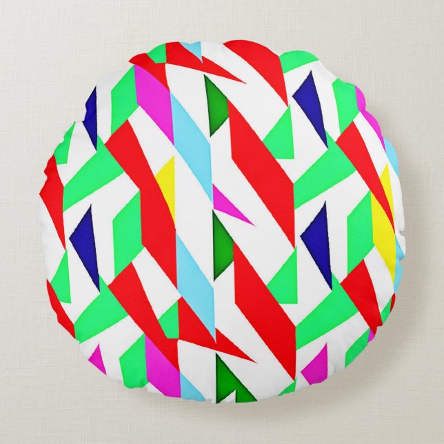 Colourful Chromatic Pattern Round Cushion (Front)