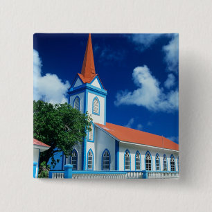 Colourful church on the island of Tahaa in the 15 Cm Square Badge