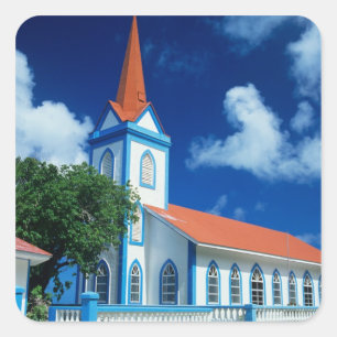 Colourful church on the island of Tahaa in the Square Sticker